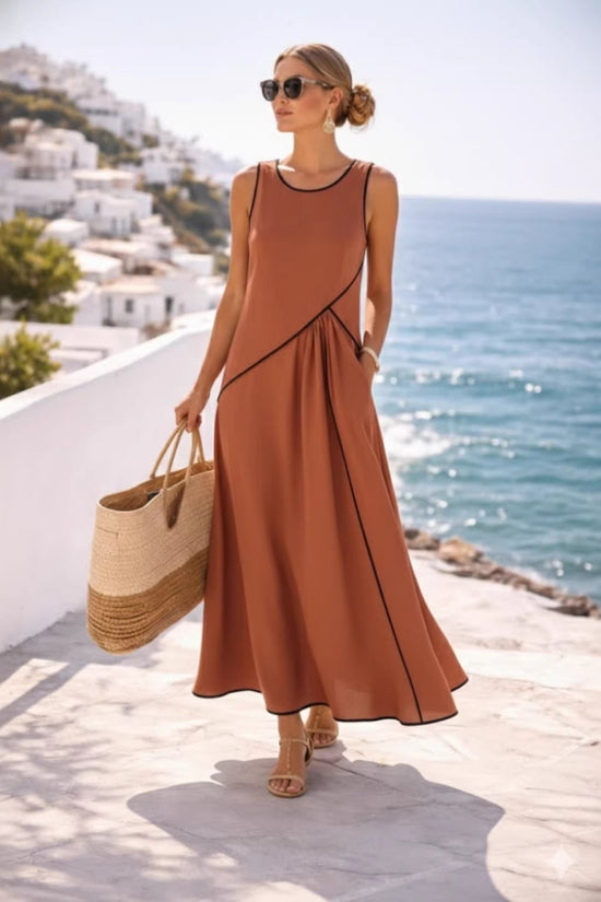 Mediterranean-style Vacation Dress For Women Contrast Colors 