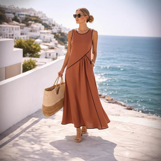 Mediterranean-style Vacation Dress For Women Contrast Colors 