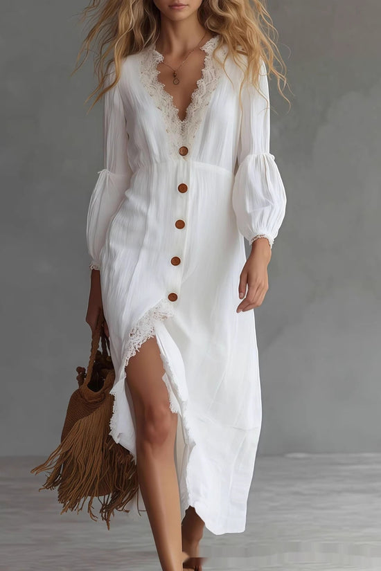 Long-sleeve Shirt Chic White Dress 
