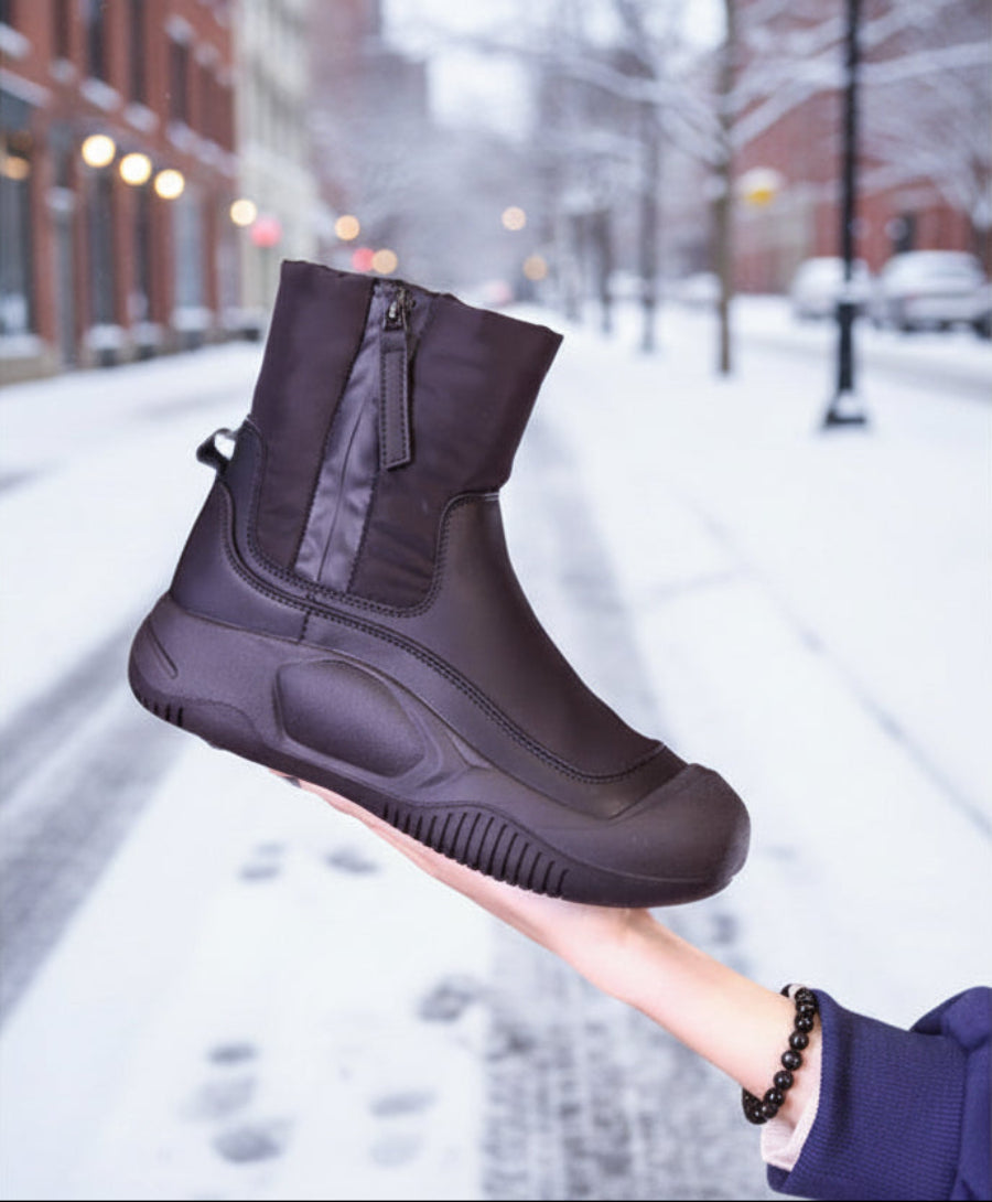 Winter Plush Snow Boots With Side Zipper Warm Thick-sole Non-slip Waterproof Short Shoes For Women 