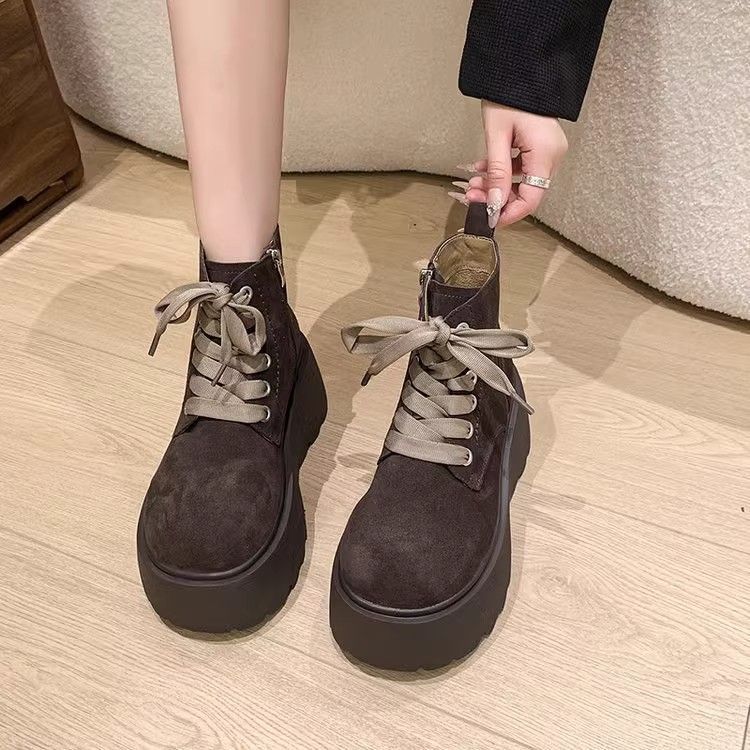 Stylish Chunky-soled Vintage Lace-up Versatile Boots For Women 