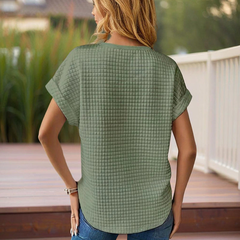 Women’s Textured Cuff Short‑Sleeve Tee CJ US