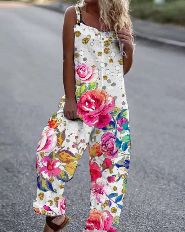 Women’s Butterfly Print Overalls 