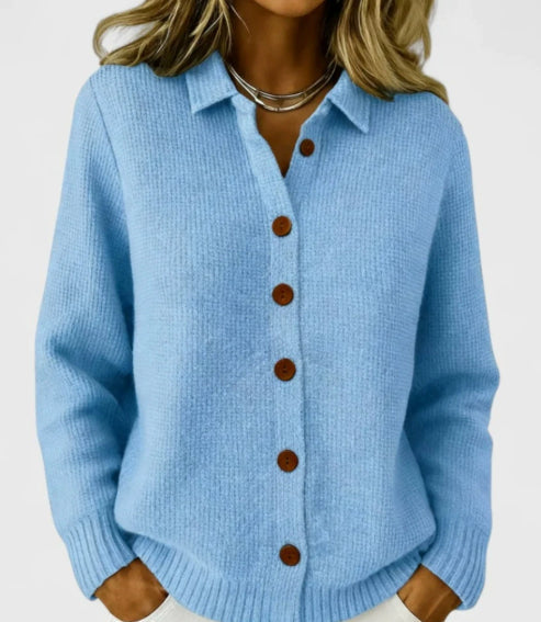 Button-knitted Lapel Sweater Cardigan Coat For Women 