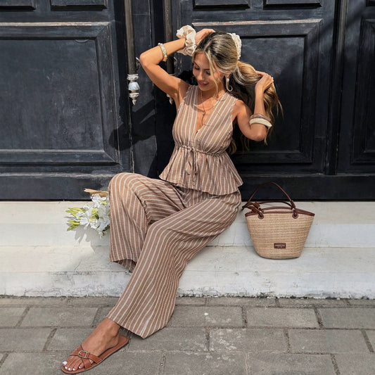 Sleeveless Top And Wide-leg Pants Two-piece Set 