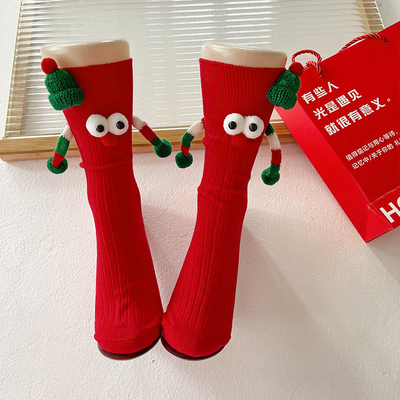Cute Cartoon Christmas Socks Solid Cotton Middle-tube Socks For Adults And Children CJ