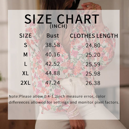 Women's Casual Boho Floral Print V Neck Long Sleeve Drawstring Tops Loose Blouses Button Down Shirts CJ US