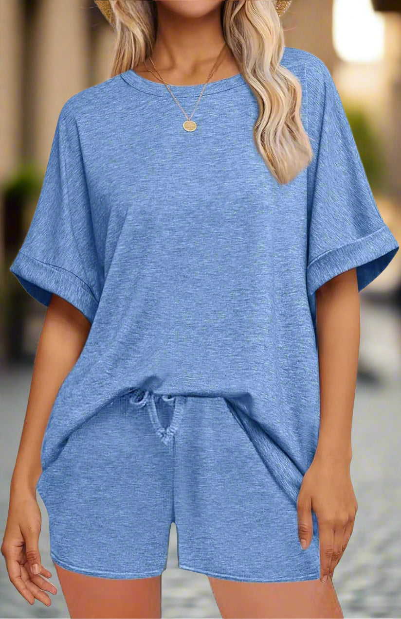 Casual Suit Oversized Short Sleeve T-shirt Drawstring Shorts Casual Wear Sportswear FitiqueFit