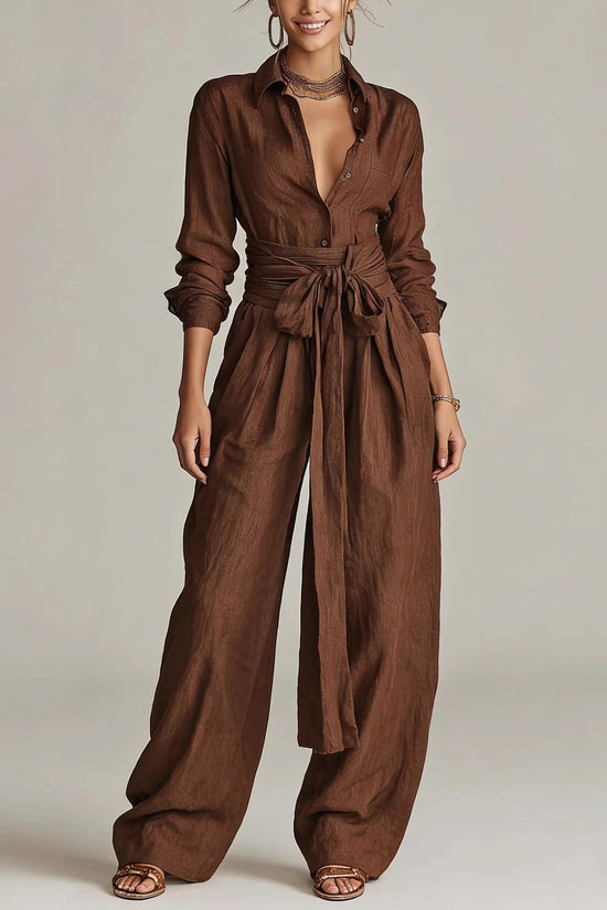 Solid-color High-waisted Short-sleeve Pants Fashion Casual Set 
