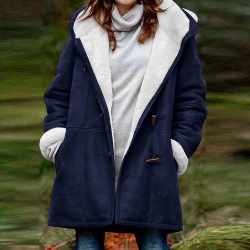 Winter Jackets For Women Sherpa Lined Jacket Women Duffle Toggle Coat Hooded Fleece Jacket CJ US