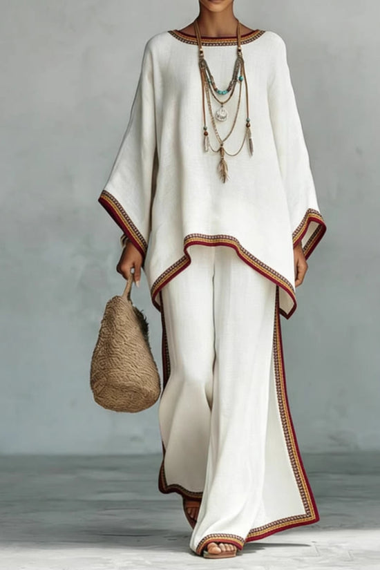 Women's Fashionable Printed Crew-Neck Casual Long-Sleeve Set 