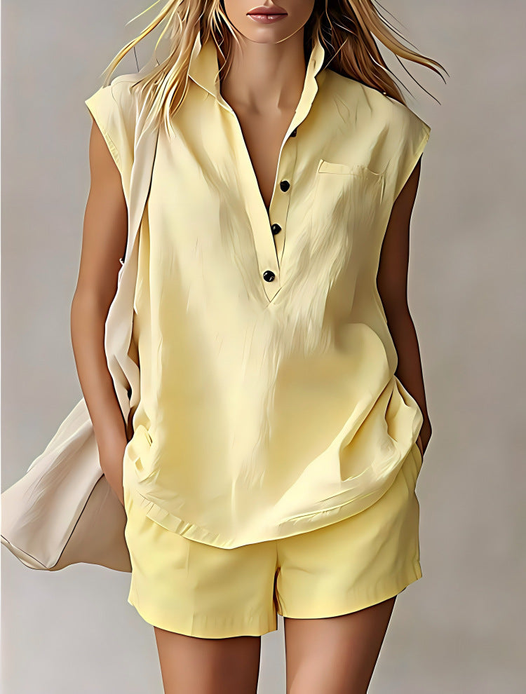 Women's Casual Sleeveless Short Set 