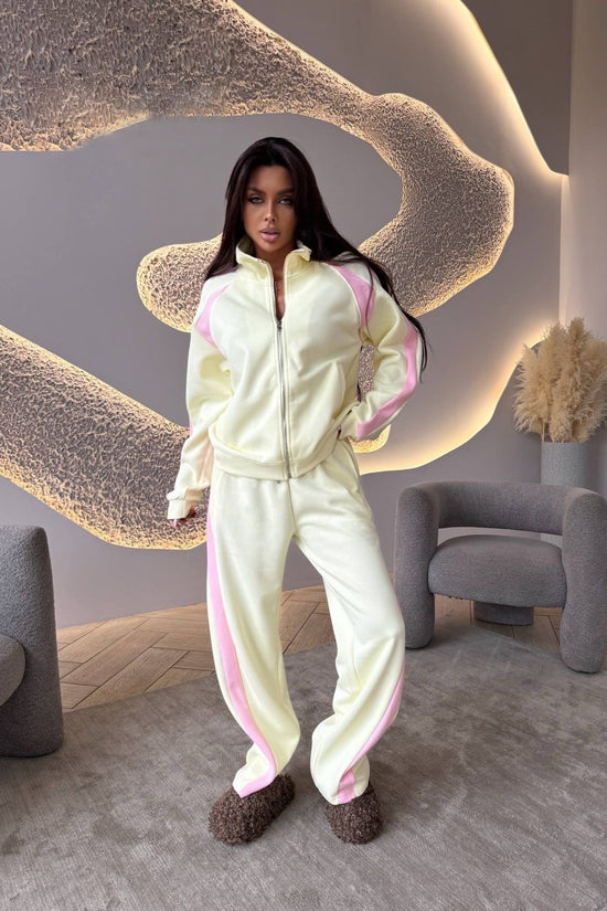 Womens Long-Sleeve Zip-Up Jacket And Sweatpants Two-Piece Set 