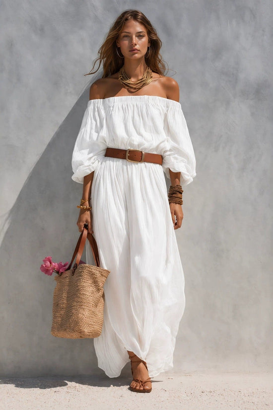 Womens Boat-Neck Sleeveless Casual Cotton-Linen Maxi Dress 
