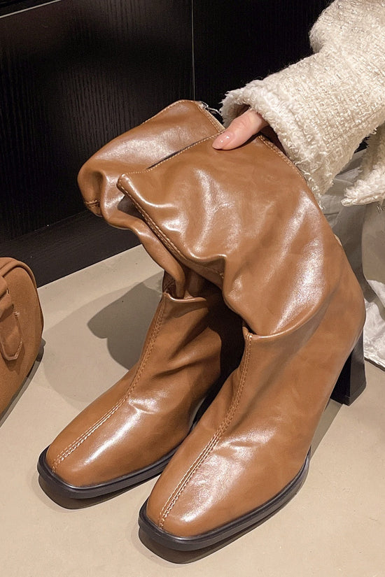 Large Size Women's Autumn And Winter High Heel Plus Fat Botton Width Ankle Boots CJ