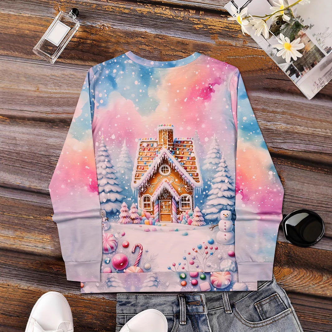 Christmas Christmas Building Snowman Snowflake Graphic Sweater CJ
