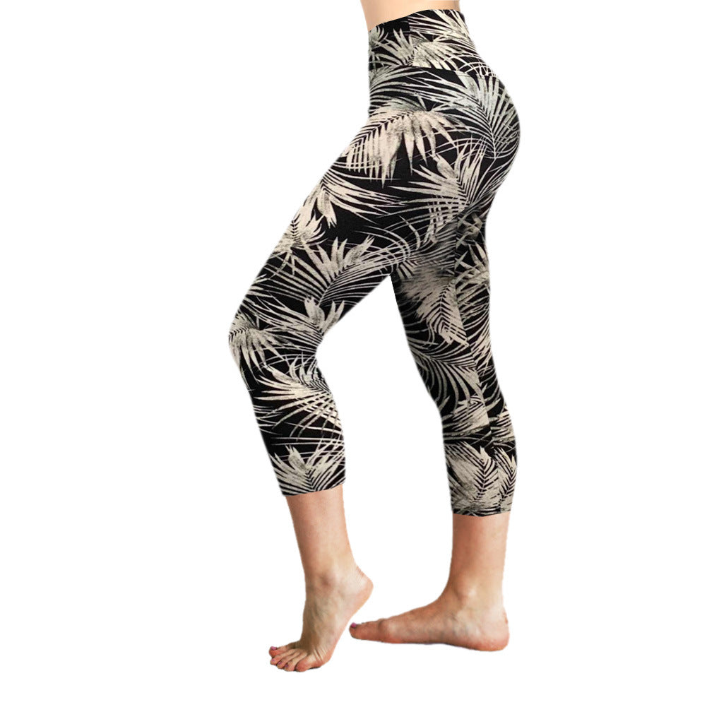 Cropped High-Rise Leggings – USA Flag Print Patriotic Workout Pants 