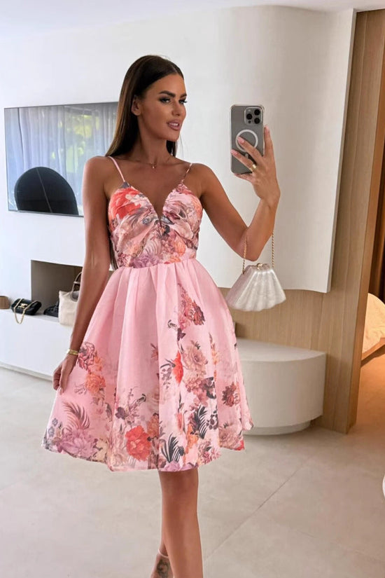 Women's Fashionable Slim-Fit Printed Strap Dress 