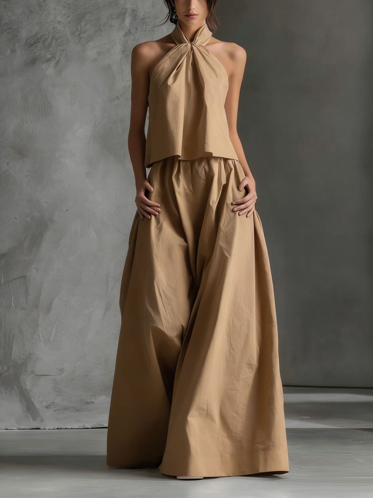 Loose-fitting Sleeveless Top And Wide-leg Pants Two-piece Set 