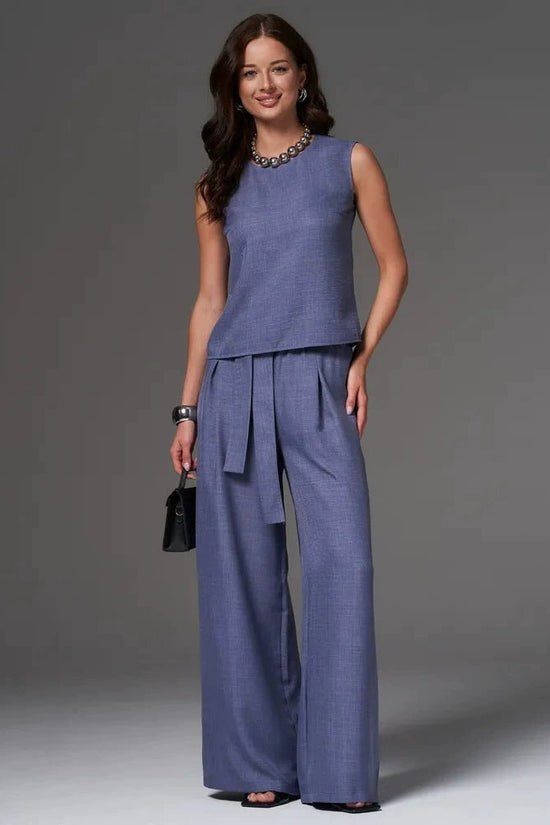 Women's Loose Casual Sleeveless Wide-Leg Pants Set 
