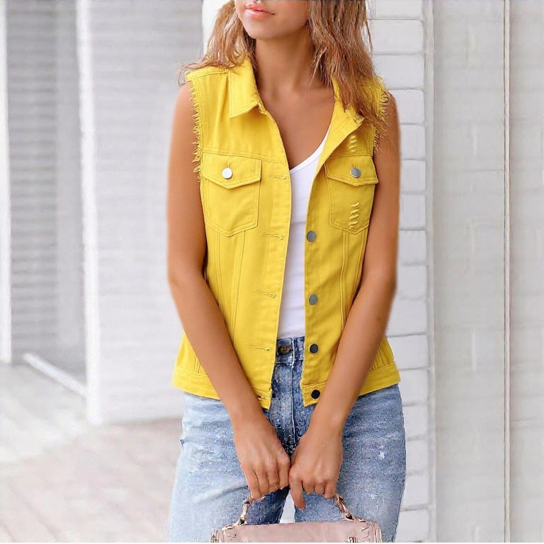 Denim Vest Jacket For Spring And Summer 
