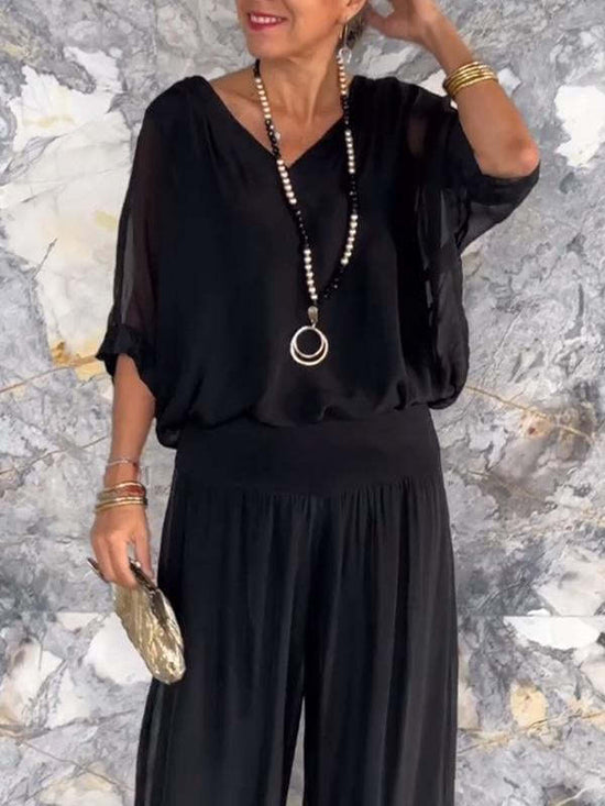 Fashionable Best-Selling Solid-Colored Chiffon Set For Women 