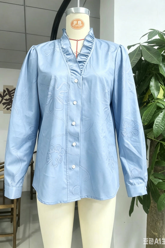 Women’s Lace Embroidered Cotton Linen Blouse 