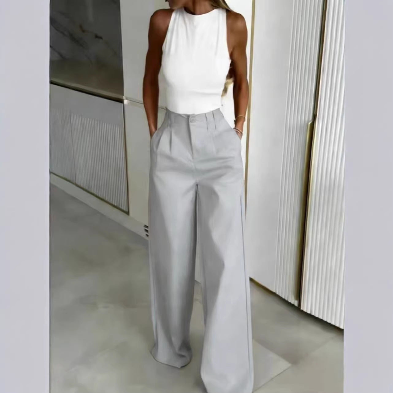 Loose Flowing Figure-flattering Casual Floor-length Pants 